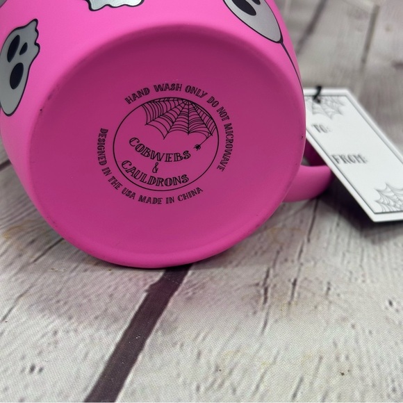 NWT cobwebs & caldrons Pink cherry Skull Pattern Mug whimsygoth coquette punk - Picture 5 of 6